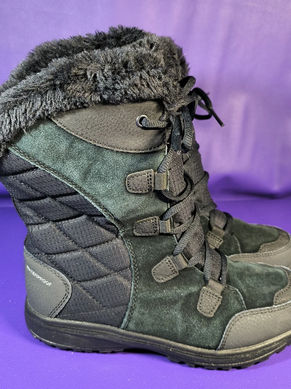 Columbia Ice Maiden II Women's Waterproof Snow Boot, Black, Size 7.5 Wide NEW